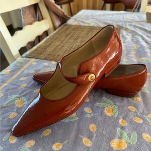 Sam Edelman light brown patent leather pointy toe Mary Jane’s size 9.